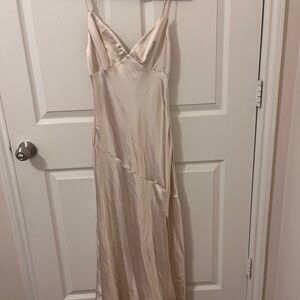 Elegant Cream Satin Slip Dress